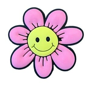 Pink Daisy Smiley Face Flower Croc Charm